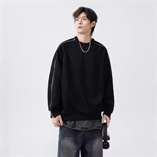 1506/QW3580/P45铆钉重磅明线卫衣男春季设计感痞帅宽松大码上衣，男装卫衣，星座1506