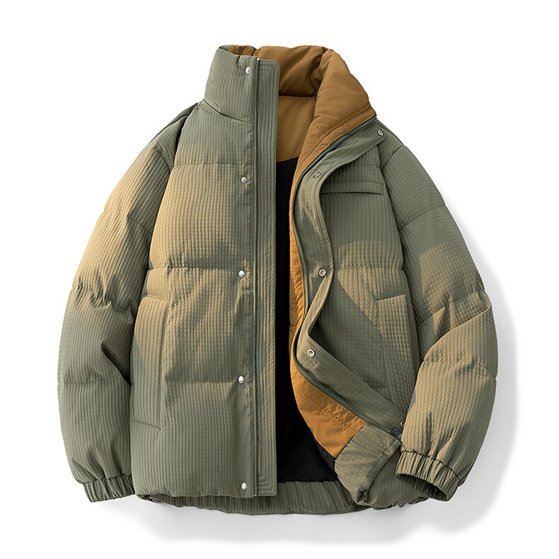 立领玉米格高街肌理感羽绒服情侣新冬90白鸭绒2025SYR2601-P240，男装羽绒服，星座610B-1