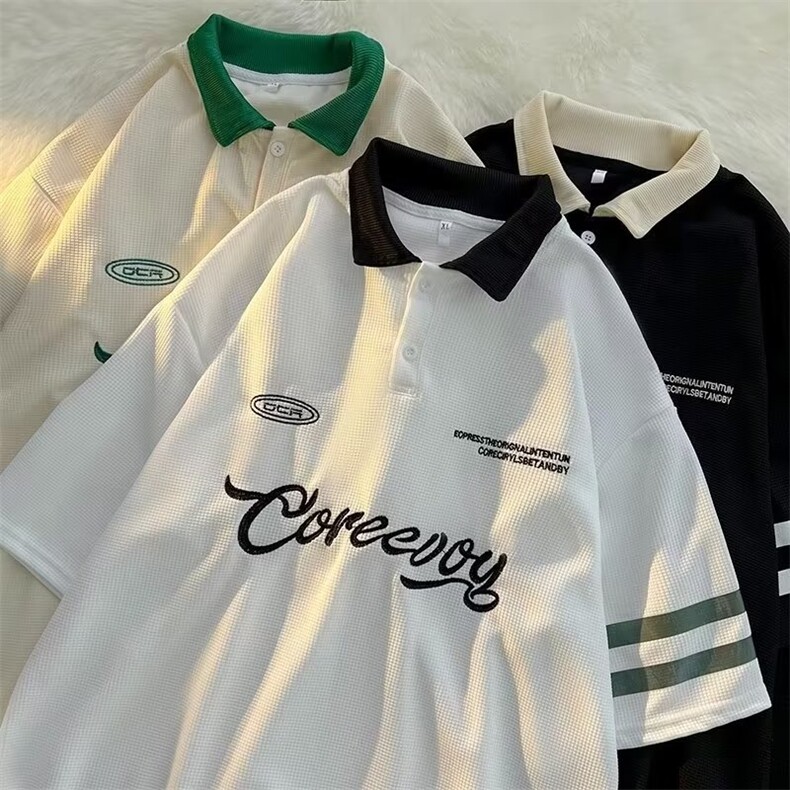 翻领短袖T恤男简约百搭休闲打底五分袖POLO衫YO6P28，男装Polo衫，星座1116-2