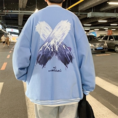 Y8888P30港风外景2024秋季新款棒球领开衫宽松大码雪山印花，男装卫衣，电商A026-1