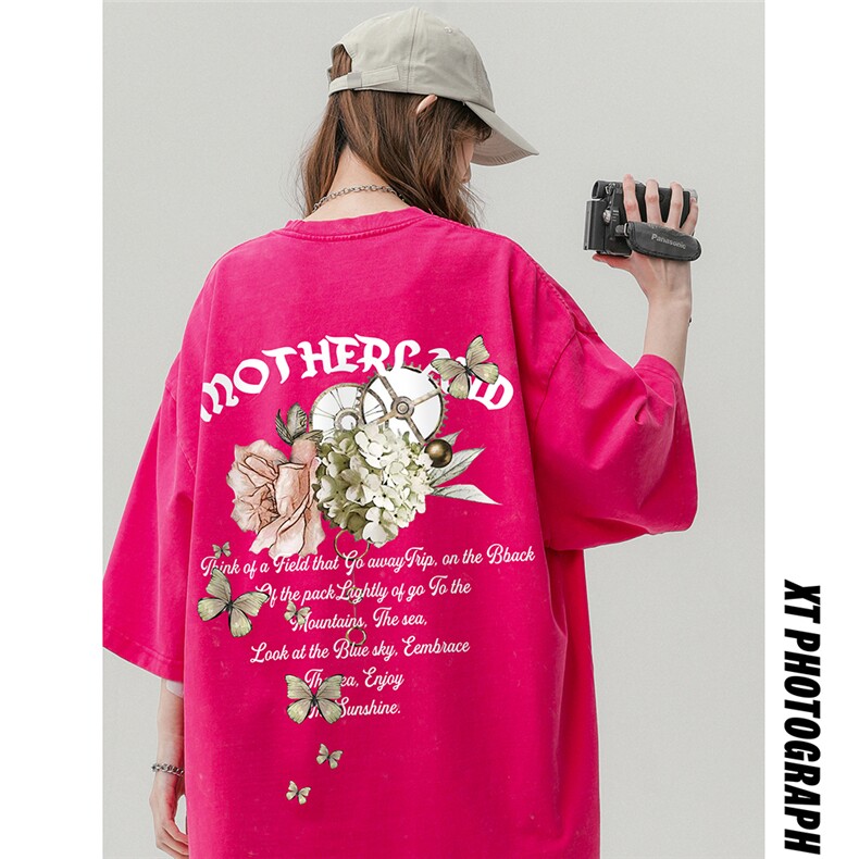 中性风新款夏季时尚复古做旧水洗百搭纯棉短袖T恤T61018P45控58,男装T恤,电商A268