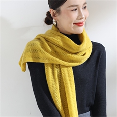 2025时尚百搭通勤简约休闲树叶镂空长围巾，围巾，思琳羊绒