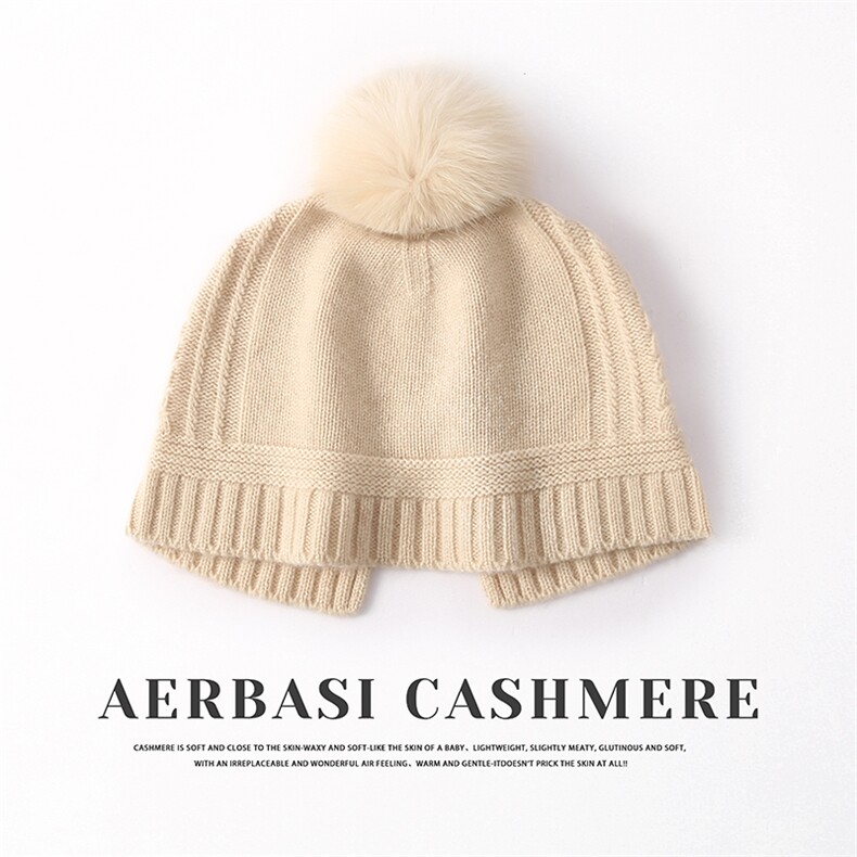 秋冬新款35%七针三股开叉扭花带球帽，帽子，蒙娇羊绒