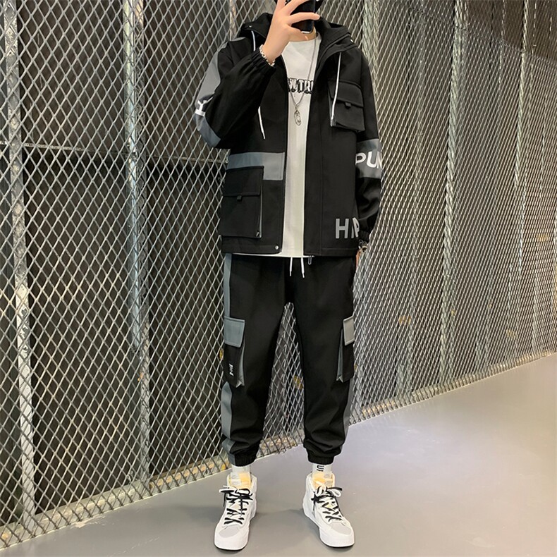 主推秋季男士套装休闲运动服帅气搭配一套工装夹克外套D05,男装休闲套装,电商B226-2（原B217-2）