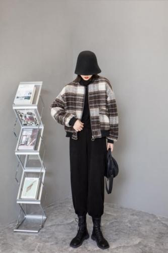 【现货】呢料加棉加厚棒球服外套,女装,壹题YITI