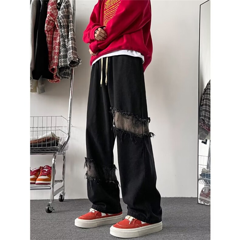 欧美高街vibe裤子男女秋冬款潮流痞帅牛仔裤工装直筒裤N2118-P45,男装牛仔裤,星座1008
