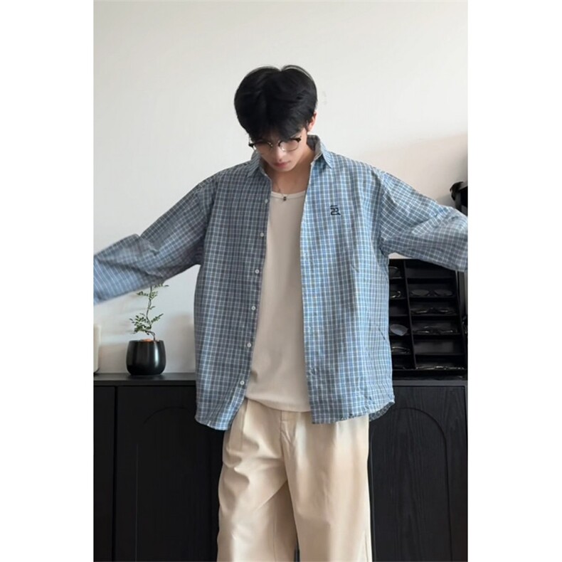 中性格子长袖衬衫衬衣男女A367CS2511P45,男装衬衫,电商A367