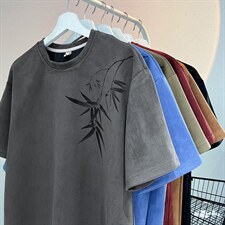 1竹竹高升烧花麂皮绒大码M-5XL短袖T恤JDT77787特P25块供抖音视频，男装T恤，星座226-2