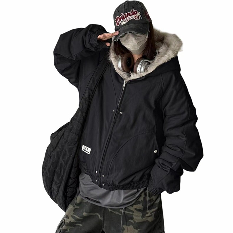 现货高品质美式高街冬季重磅硬挺短款座山雕毛领棉衣男女加厚外套,男装棉衣,电商A443