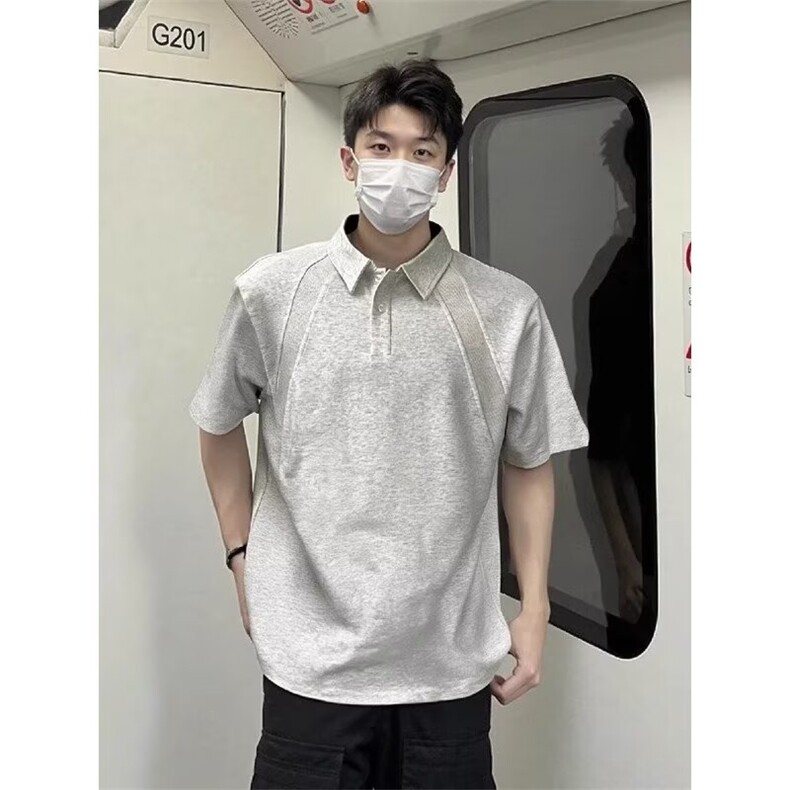 D202-P34 2026夏季新款解构拼接空气层短袖POLO衫图片