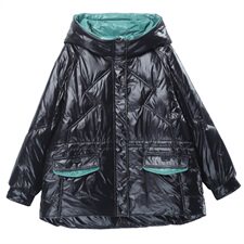 时尚气质后背绣花棉衣连帽亮面短款棉服显瘦保暖外套，女装棉衣/棉服，玛其路