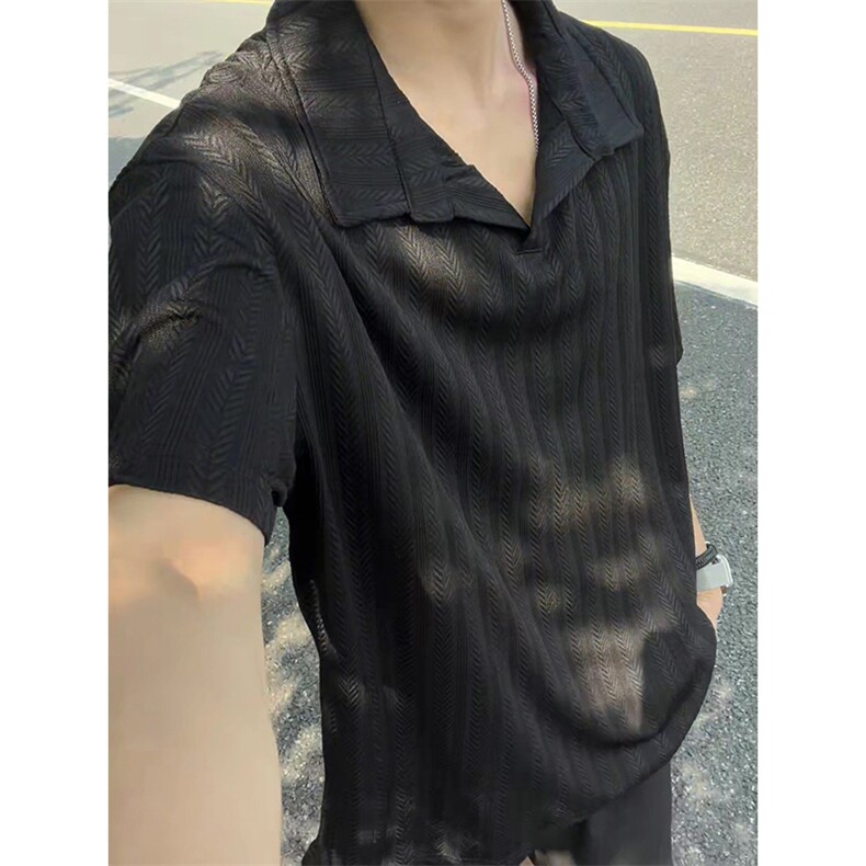 白色麦穗纹肌理感polo衫男款夏季高级感冰丝短袖T3687-特价P25,男装T恤,电商A007