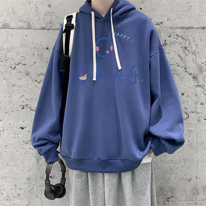 WY2183-P35加绒款-P40纯棉连帽卫衣男大码运动帽衫宽松薄外套男,男装卫衣,电商A040