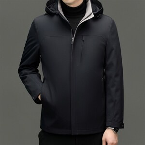 XL-PK0020秋冬男士新款夹克可脱卸兔毛内胆大衣保暖派克服