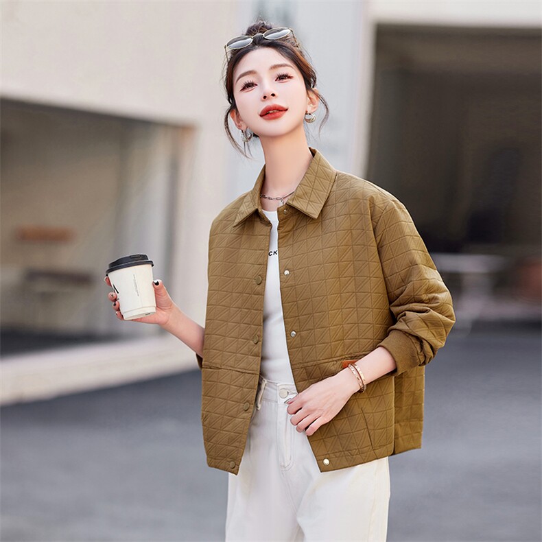 春季新款时尚休闲翻领贴标外套百搭显瘦气质女装短款夹克,女装短外套,依恋蒂丝
