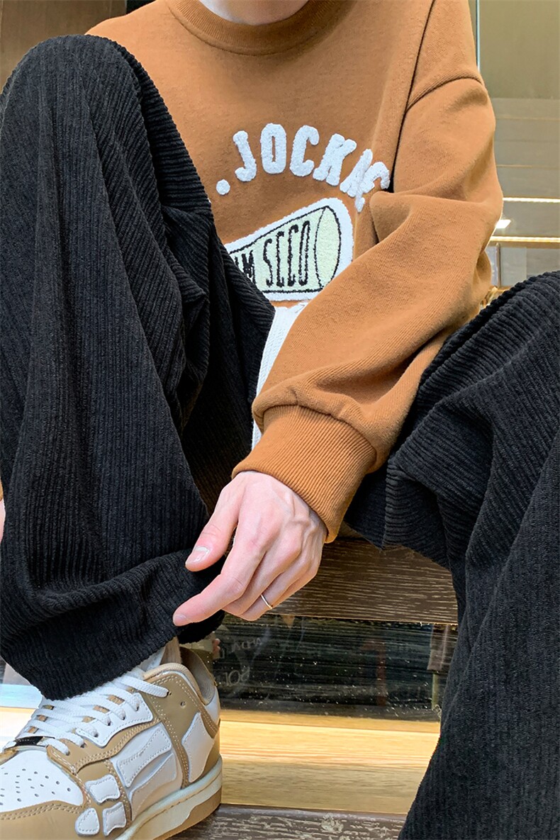 8XL-M秋款特大码胖子运动裤灯芯绒卫裤男9028P45控58,男装休闲裤,电商D206-1