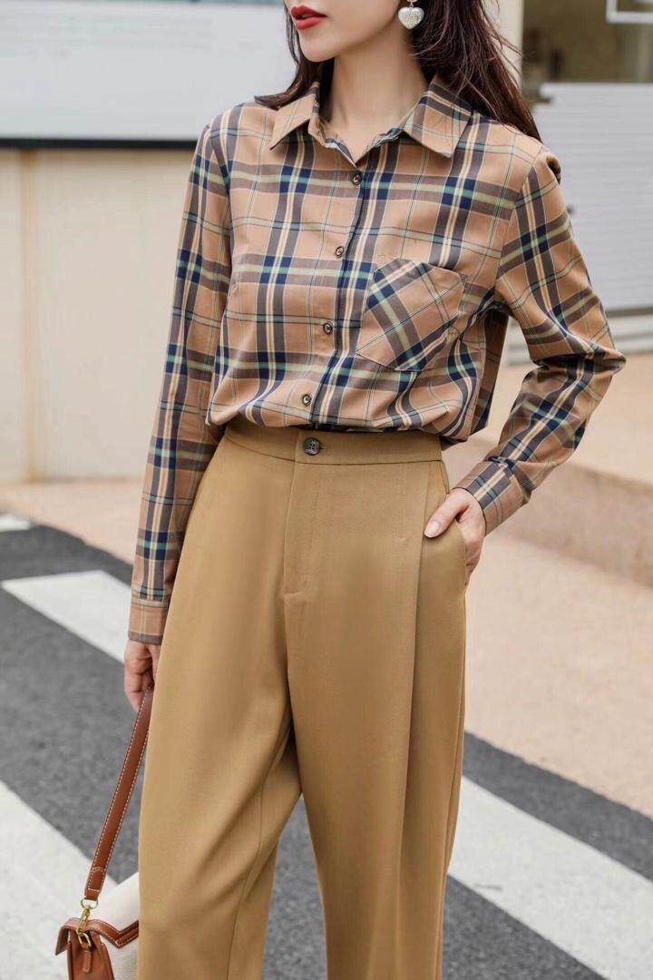 格子衬衫薄款/加绒，女装衬衫，伊洛姿