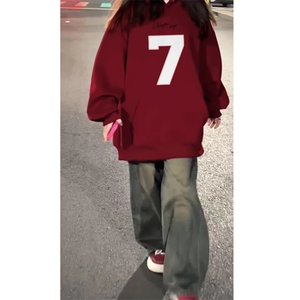C0234-P5524新款秋冬上衣外套印花连帽卫衣男女同款情侣