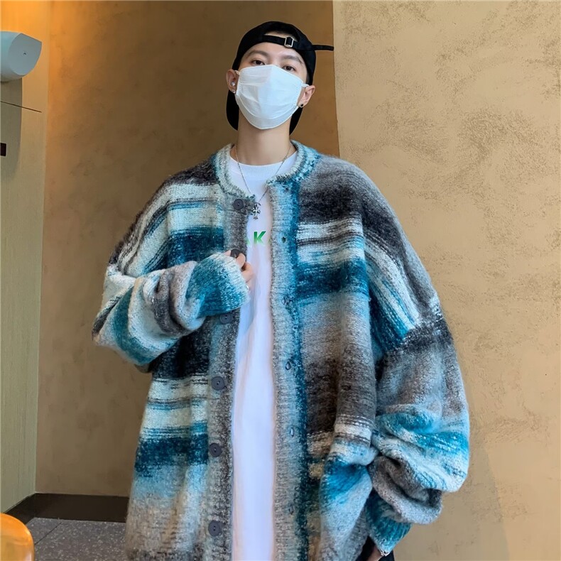 秋冬季小众开衫毛衣男美式ins潮牌宽松百搭情侣针织外套YM54-p58图片