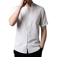 BB2752夏季男士棉麻t恤青年风复古短袖休闲免烫修身唐装P66，男装衬衫，电商B360