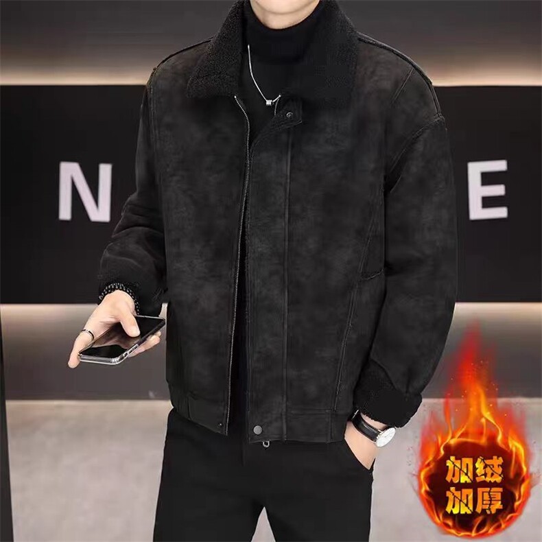 (网图)皮草翻领皮毛一体加绒外套男鹿皮绒皮夹克313B-828-P140,男装夹克,星座313B