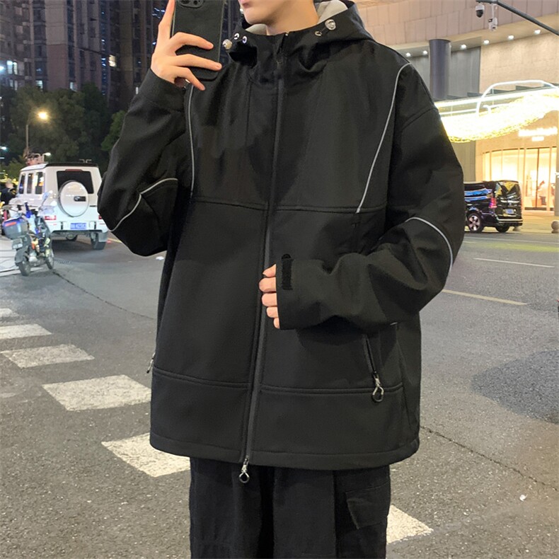 潮牌反光防水外套秋冬款户外软壳冲锋衣夹克JK0222-P93,男装夹克,星座308B-2