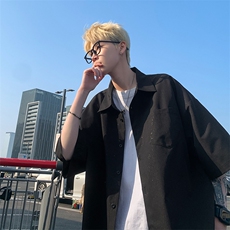 满天星空短袖夏季冰丝垂感亮片光板衬衫帅痞衬衣C2318-特批35，男装T恤，星座1213