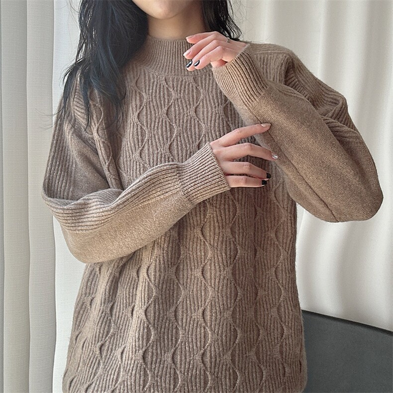秋冬新款衫女半高插肩毛衣韩版百搭羊毛上衣针织打底衫,女装羊毛衫,臻纶羊绒