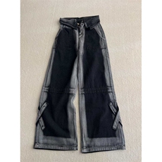 港风美式潮流高街拼色渐变阔腿高腰休闲牛仔裤男女insZK3891-P55，男装牛仔裤，星座313A(原308A-2)