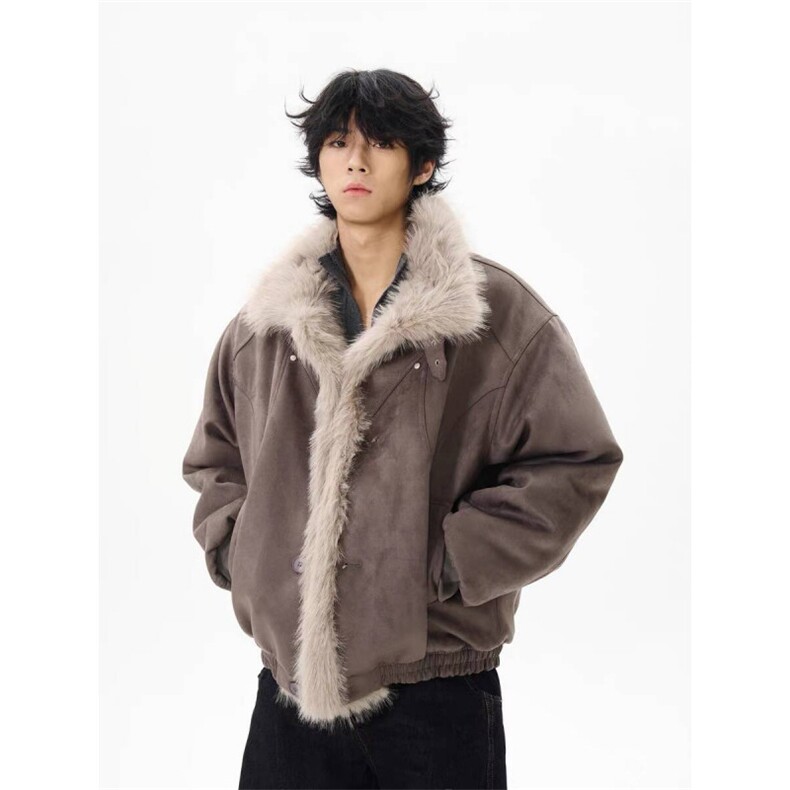 1014-1-MF11-P105座山雕加厚棉服男女宽松解构磨毛高级感毛领外套，男装棉衣，星座1014-1