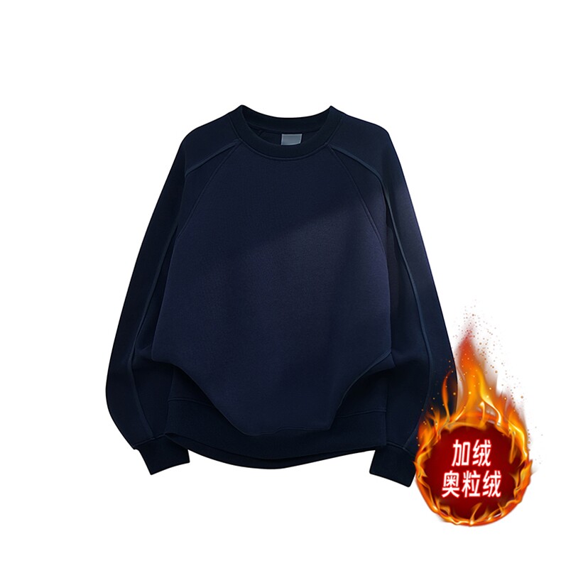 圆领卫衣加绒500克重磅拼接结构板撞色奥粒绒外套RH5317JR-P57，女装短外套，星座610B-1