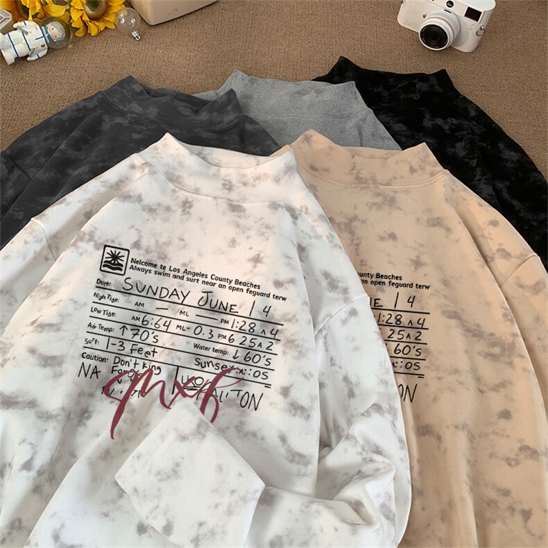 260克重磅扎染德绒半高领打底衫【有货】C403A-DR25257ZR-P25,男装T恤,电商C403A