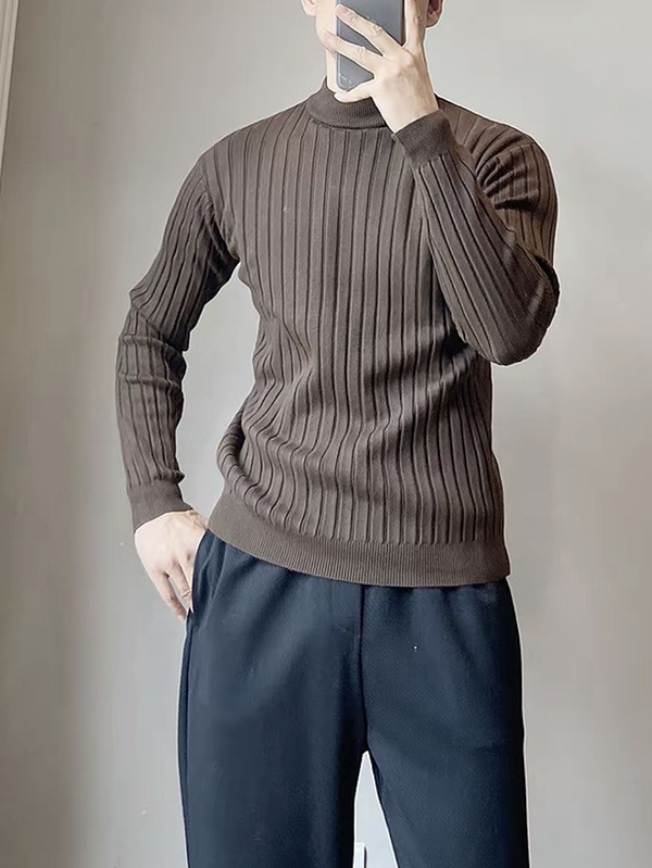 半高领毛衣针织衫打底衫纯色条纹C66661-P50,男装T恤,星座1012-1