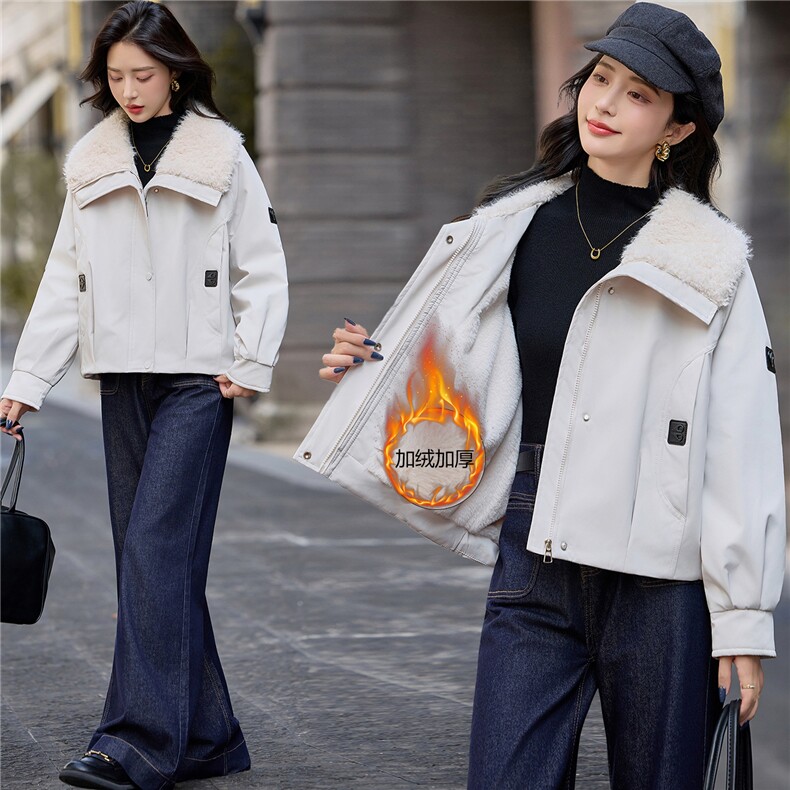 2025冬装新款休闲加绒棉衣外套,女装棉衣/棉服,依路服饰