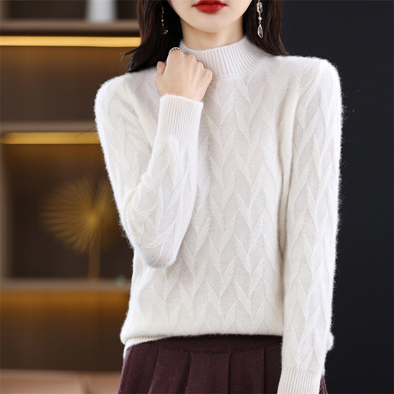 100%纯羊毛衫女25秋冬新款宽松半高领套头毛衣百搭羊绒针织打底衫图片