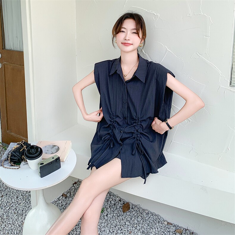 灰色无袖衬衫短裤套装女2025夏季新款休闲气质超好看高级感两件套,女装套装/套裙,2C255
