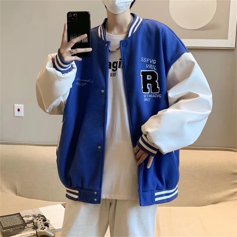 棒球服男克莱因蓝新款ins潮流百搭美式复古潮牌夹克外套J5184-p65图片