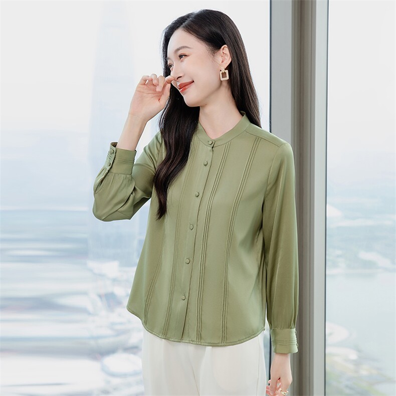 重磅立领真丝衬衫女长袖真丝上衣小衫2026早春新款职业通勤衬衣,女装衬衫,阿舍尔精品