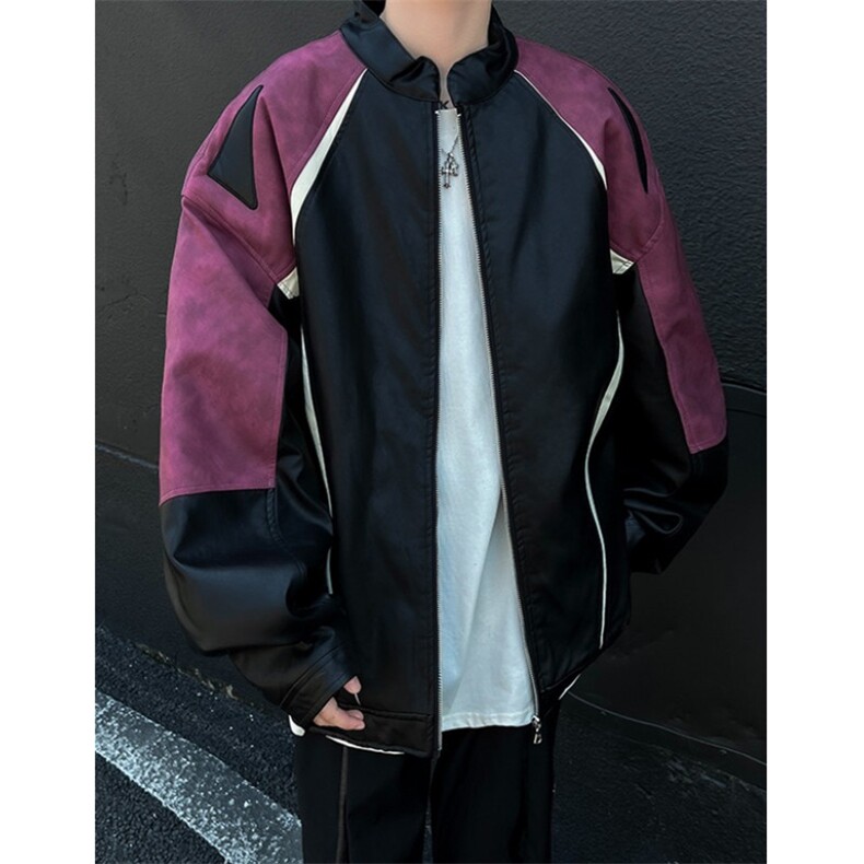 美式PU皮外套女秋冬季新款机车服加厚情侣夹克男 JY156图片