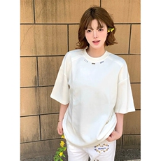 抖音得物品质二开240克宽松纯棉美式高街痞帅潮牌金属装饰短袖T恤，男装T恤，电商A486-1