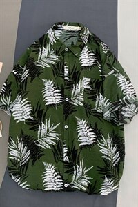 2021夏季新日系大码男港风沙滩情侣休闲短袖印花衬衫C3032-P35图片