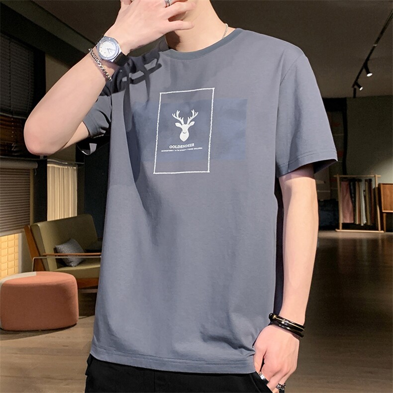 抖音直播得物9019-P45男士短袖t恤夏季新款潮流潮牌纯棉白色半袖,男装Polo衫,电商D310B