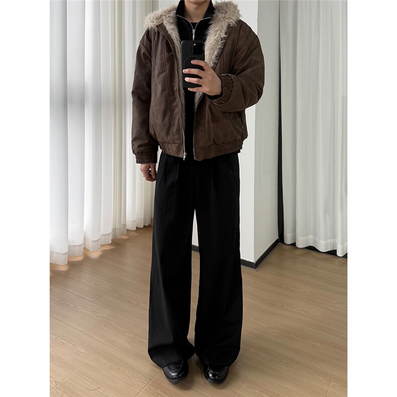 美式PU皮衣兔毛座山雕棉服外套 W1871/特P110图片