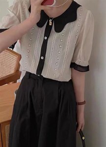 拼色领夏季新款图片