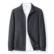 春秋季中年男士夹克男爸爸秋冬装外套毛呢中老年人上衣服2023新款，男装夹克，电商B212（原钱塘6029）