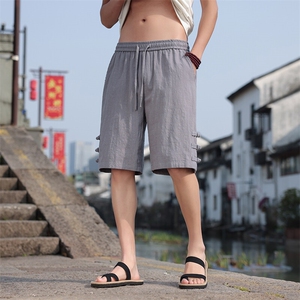 风夏季男士设计感盘扣短裤宽松大码纯色休闲五分裤DK2508-P45图片