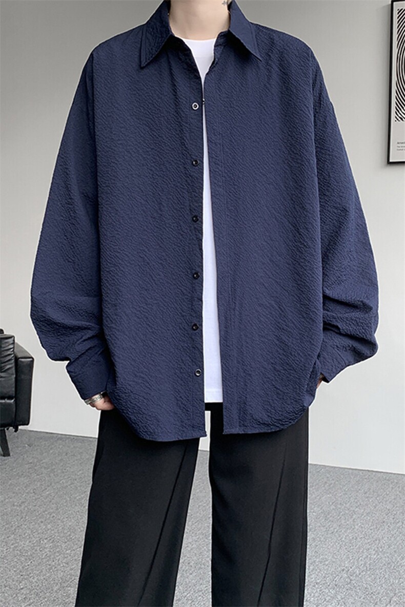 8XL-M泡泡纱盐缩肌理长袖衬衫男夏季冰丝外套防晒衬衣CS29007P40,男装衬衫,电商B312