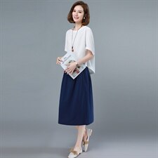 2021夏季新款棉麻时尚休闲套装女洋气裙装两件套，女装套装/套裙，依恋蒂丝