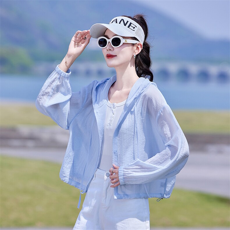 衣女新款薄款透气轻薄连帽开衫多巴胺外穿通勤外套女2026夏季外套,女装防晒衣,靓衣阁