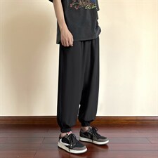 红木地板2022冰丝顺滑潮流百搭运动风九分超薄长裤2027-特批20，男装休闲裤，星座718-1